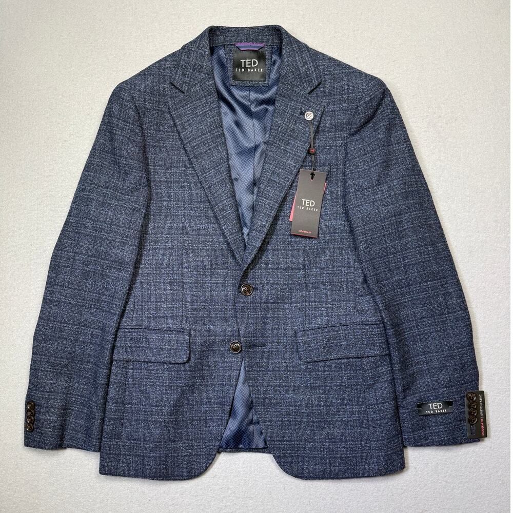 Ted Baker Men's Modern-Fit Blue Boucle Sport Coat - Blue 36S $295